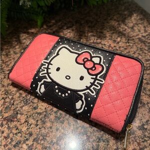 Hello Kitty Loungefly Pink and Black Wallet with Gold Zipper